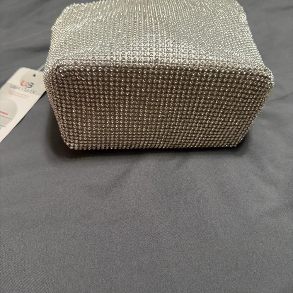 Silver Rhinestone Crystal Evening Bag Clutch Purse Top Handle Bridal‎ Formal